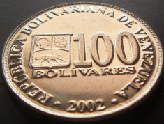 Moneda EXOTICA 100 BOLIVARES - VENEZUELA, anul 2002 *cod 142 ---- A.UNC+ foto
