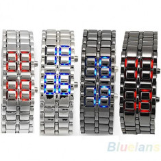 Ceas digital unisex cu led bratara metalica foto