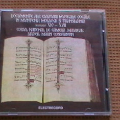 Documente ale culturii muzicale vocale din sec. 14-18 (Corul Madrigal)