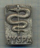 ZET 615 INSIGNA TEMATICA MEDICALA- ,,HYSPA&quot; SARPE , SAGEATA -ELVETIA- RAZBOI II