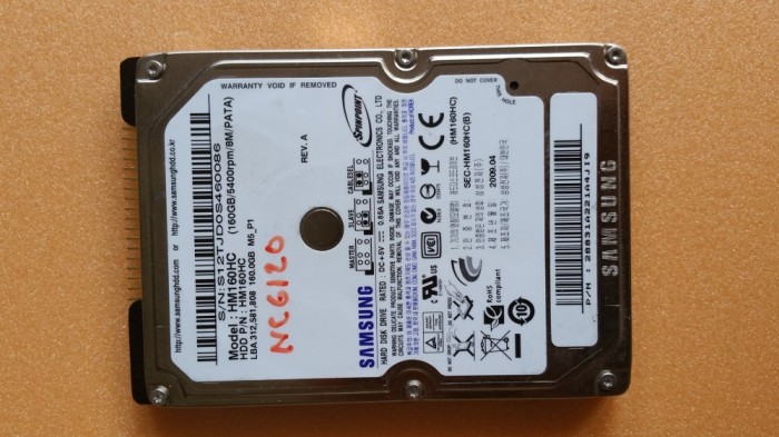 38.HDD Laptop 2.5" IDE 160 GB Samsung HM160HC 5400 RPM 8 MB foto mare 38.HDD Laptop 2.5" IDE 160 GB Samsung HM160HC 5400 RPM 8 MB foto mare