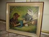 Deosebit tablou pictura in ulei lucrare semnata,45 cm cu 37