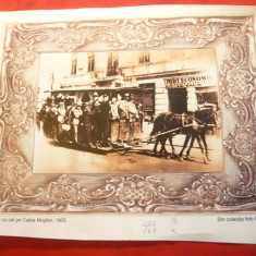 Fotografie Bucuresti 1905- copie -Tramvai cu cai -Calea Mosilor , 29,7x22,8 cm