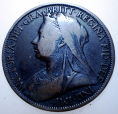 2.266 MAREA BRITANIE VICTORIA 1 ONE PENNY 1898 foto