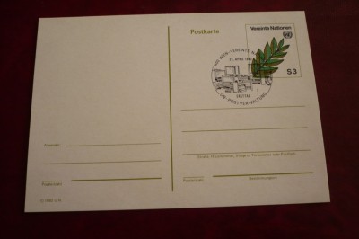 ONU VIENA 1992 &amp;ndash; CARTE POSTALA stampilata PRIMA ZI (C.R.) foto
