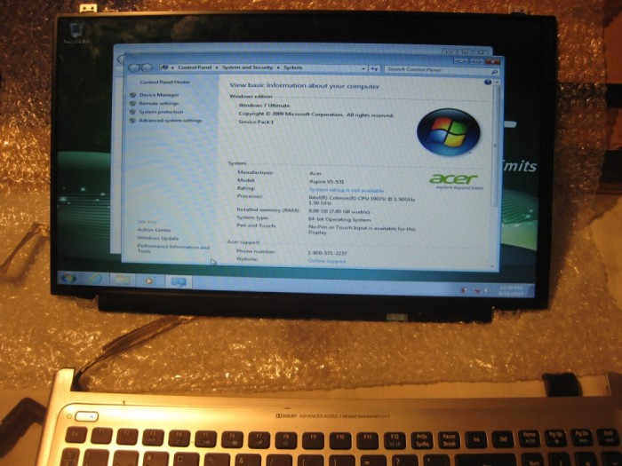 placa baza laptop ACER ASPIRE V5 - 531, N1007U 1.50GHZ,FUNCTIONALA,bonus racirea foto mare placa baza laptop ACER ASPIRE V5 - 531, N1007U 1.50GHZ,FUNCTIONALA,bonus racirea foto mare