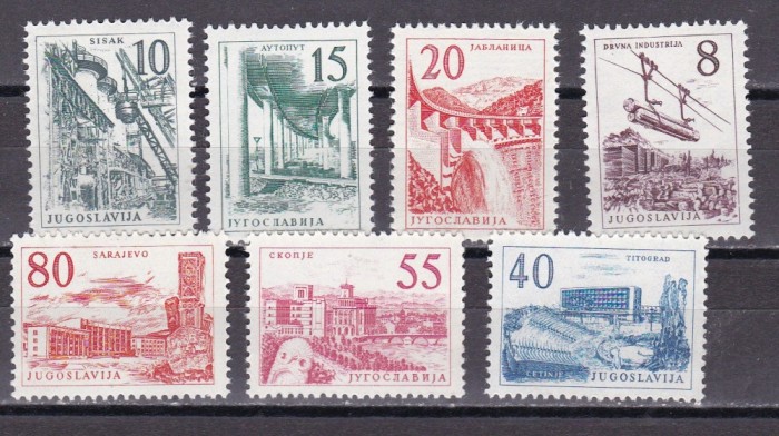 Iugoslavia 1959 orase arhitectura industrie MI 891-97 MNH w44