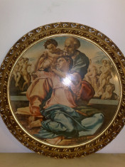 tablou litografie,reproducere Michelangelo,rama lemn cu foita,80 cm,Italia foto