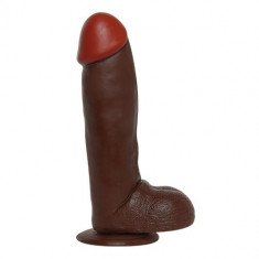 Dildo realist - negru cu testicole, 31cm foto