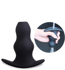 Dop Anal Plug Cu Gaura Shape Stopper Handle Sex Play Silicon Black Large foto