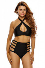 SW1047 Costum de baie sexy ce include sutien cu prindere in X in fata si chilot cu bretele pe laterale foto