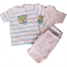 Set 2 pijamale de vara Maui, maneci scurte, imprimeu cu ursulet, roz, pentru fetite foto