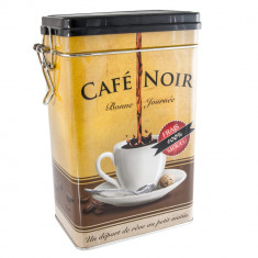 Cutie metalica pentru cafea Cafea Noir, capac, 20 X 12 X 8 cm, maro, design grafic, 42664 foto
