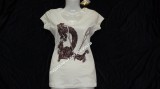 Tricou Dama Alb Imprimeu Sfoara Ace Supradimensionat Maneca Scurta Bumbac Anchior Casual Modern Elegant Fashion Mall