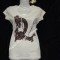 TRICOU DAMA ALB IMPRIMEU SFOARA ACE SUPRADIMENSIONATE MANECA SCURTA