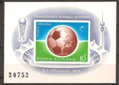 1974 Romania ,LP 853-C.M. de Fotbal 1974-Munchen ,colita nedantelata-MNH foto