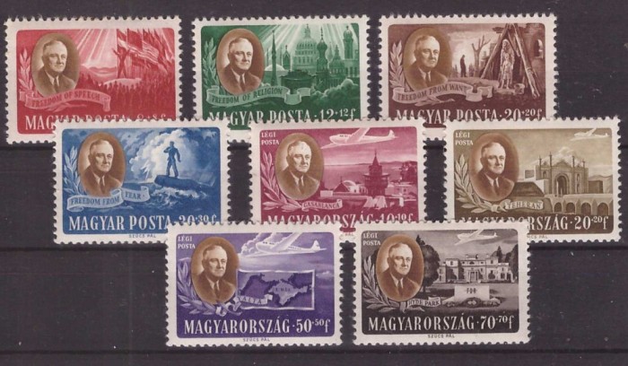 Ungaria 1947 Roosevelt, serie neuzata foto mare Ungaria 1947 Roosevelt, serie neuzata foto mare