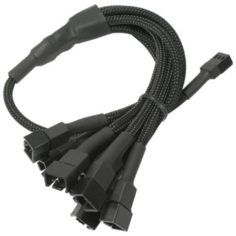 Cablu adaptor pentru ventilatoare Nanoxia 1x 3 pini la 9x 3 pini, 60 cm, negru foto mare Cablu adaptor pentru ventilatoare Nanoxia 1x 3 pini la 9x 3 pini, 60 cm, negru foto mare