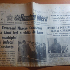 ziarul romania libera 10 august 1978-vizita lui ceausescu in jud. constanta