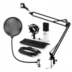 Auna MIC-900WH, USB, set de microfon, set V4, alb, microfon condensator, filtru pop, bra? de microfon foto