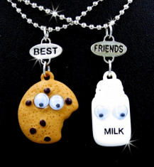 Pandantiv / Colier / Lantisor - SET 2 BEST FRIENDS - Milk and Cookie foto