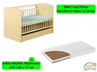 Patut copii cu sertar KLUPS Karolina II+Saltea 12cm foto mare Patut copii cu sertar KLUPS Karolina II+Saltea 12cm foto mare
