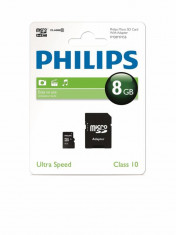 Micro Secure Digital Card Philips, 8GB, clasa 10, SDHC, adaptor sd foto