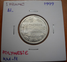POLYNESIA FRANCEZA 1 Franc 1999 KM# 11 foto