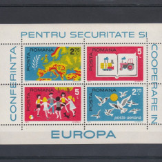ROMANIA 1975 LP 891 C. S. C. E. - HELSINKI BLOC DE 4 DANTELAT MNH