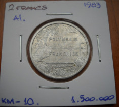 POLYNESIA FRANCEZA 2 Francs 1983 KM# 10 foto