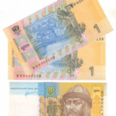 SV * Ucraina LOT 2 x 1 HRYVNA / GRIVNA 2011 Serii Consecutive * UNC