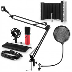 Auna MIC-900RD, USB, set de microfon, set V5, ro?u, microfon condensator, filtru pop, ecran acustic, bra? de microfon foto