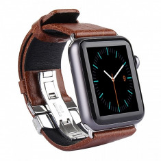 Bratara Piele Apple Watch 42mm Kakapi Double Buckle Maro Blister foto