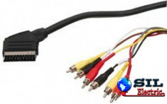 Cablu audio/video SCART 21 pini tata 6 x RCA tata, 1.5m, Well foto