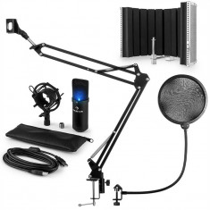 Auna MIC-900B-LED, USB, set de microfon, set V5, negru, microfon condensator, filtru pop, ecran acustic, bra? de microfon foto