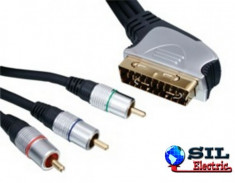 Cablu profesional SCART 3 RCA Tata 1.5M,HQ foto