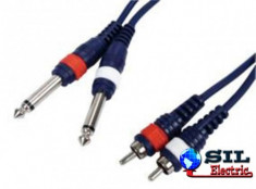 Cablu audio 2 x RCA tata 2 x JACK MONO 6.3 mm tata, 6m, HQ foto