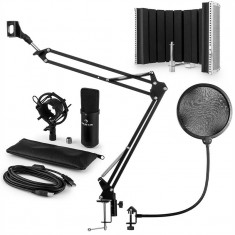 Auna MIC-900B, USB, set de microfon, set V5, negru, microfon condensator, filtru pop, ecran acustic, bra? de microfon foto