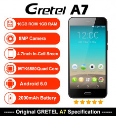 Smartphone Gretel A7,Nou,Ecran 4.7inch HD Gorilla Glass,Quad-Core,1gb,16gb,8mpx, foto