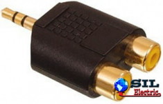 Adaptor JACK STEREO 3.5mm tata 2XRCA mama GOLD foto