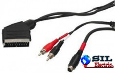 Cablu audio/video SCART 21 pini tata S-VHS 4 pini tata + 2 x RCA tata, 1.5m, Well foto