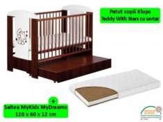 Patut KLUPS Teddy Stars Wenge cu sertar+Saltea 12cm foto