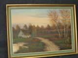 Pictura in ulei pe panza o lucrare foarte veche semnata,76 cm cu 46