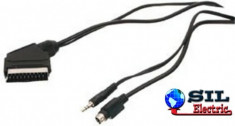 Cablu audio/video SCART 21pini tata S-VHS 4 pini tata + JACK STEREO 3.5mm tata, 1.5m,Valueline foto