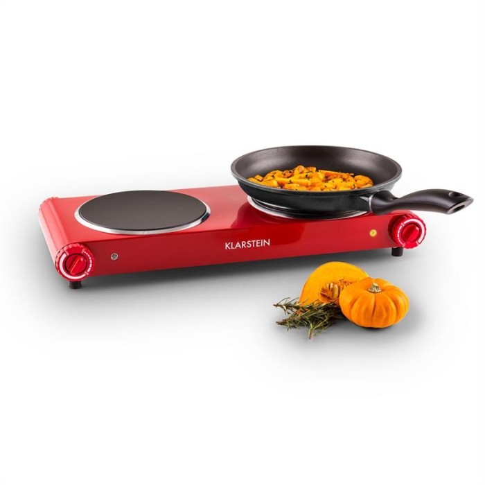 Klarstein Captain Cook², 2400 W, plită dublă, Ceran, radiații infraroșii, oțel inoxidabil, roșie foto mare Klarstein Captain Cook², 2400 W, plită dublă, Ceran, radiații infraroșii, oțel inoxidabil, roșie foto mare