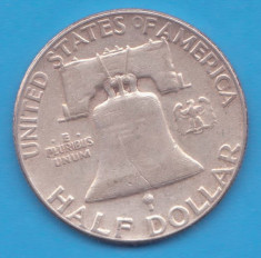 (4) MONEDA DIN ARGINT SUA - HALF DOLLAR 1954, FARA LITERA, BEN FRANKLIN foto