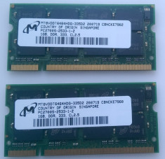 Memorie Laptop DDR1 333 1GB RAM Micron Impecabil Sodimm PC2700 foto