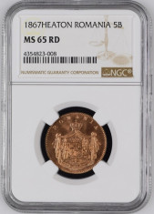 5 BANI 1867 MS 65 RD - MONEDA DE COLECTIE foto