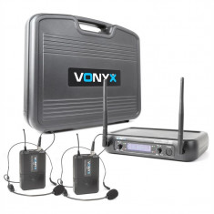 VONYX WM73H, sistem de microfon fara fir, 2 canale, 2 X set de microfon pentru cap foto