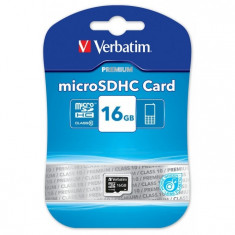 MicroSD 16GB clasa 10 Verbatim 44010 foto